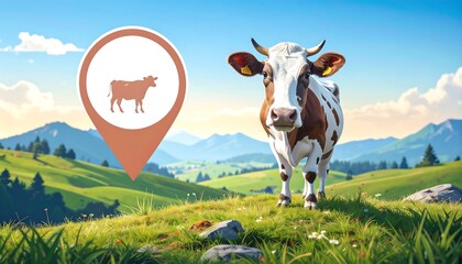 Cow in a picturesque alpine meadow