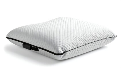 Ergonomic cervical contour pillow for neck and spine alignment, promoting healthy, restful sleep and providing therapeutic support, isolated on a white background