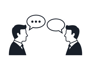 Two business people having a conversation in office