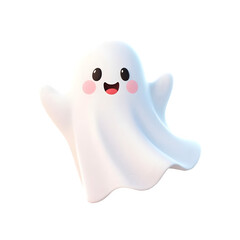 Obraz premium Cute happy ghost character 3D rendered isolated on transparent background