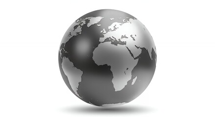 Fototapeta premium Gray silver globe world map