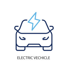 Electric vechicle thin line vector icons.