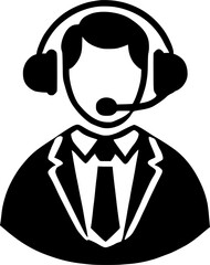 Customer Care Service, With Headphone for Helpline in Glyph Pictogram sign, symbol, vector, art