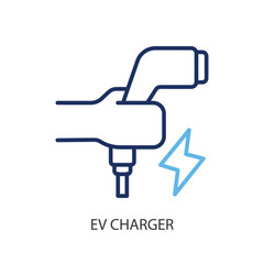 Ev charger thin line vector icons.