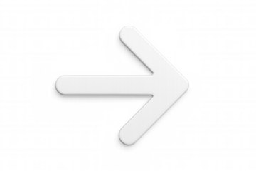 Simple white arrow pointing to the right with drop shadow on a transparent background
