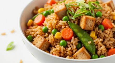 Fototapeta premium Delicious Fried Rice with Tofu and Vegetables