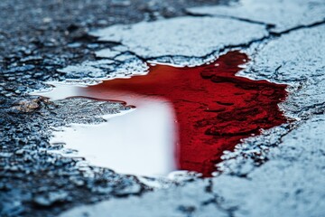 Spilled red wine puddle, puddle of spilled red wine on a white surface,