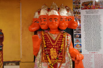 Temple Idol of Panchmukhi Hanuman with Ornaments