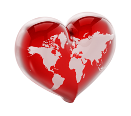Heart shaped red earth on transparent background. 3D illustration