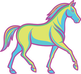 Obraz premium Vibrant psychedelic horse in motion dynamic colorful animal art