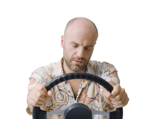 Irresponsible driver falling asleep while driving