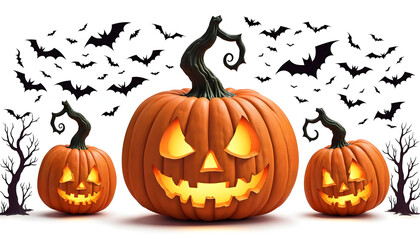 Pumpkin Trio in Moonlight - Cinematic Halloween Still Life