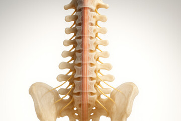 Human Spinal Cord Anatomy Illustration: Backbone, Spinal Nerves and Pelvis - 3D Rendering