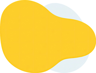 Abstract graphic with overlapping shapes of yellow and light blue