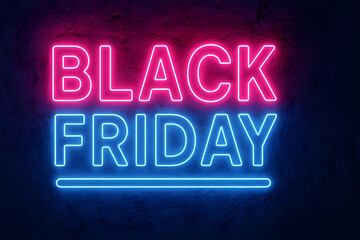Black Friday and Cyber Monday 2025/2026. A symbol of mass consumption, discounts and holiday shopping.  Conscious consumption, digital sales. Neon signboard.