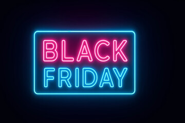 Black Friday and Cyber Monday 2025/2026. A symbol of mass consumption, discounts and holiday shopping.  Conscious consumption, digital sales. Neon signboard.