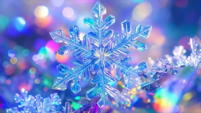 Frozen snowflake decoration closeup