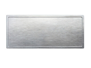 Silver Brushed Metallic Rectangular Panel with Horizontal Wavy Texture, Reflecting Subtle Light and Shadows on Its Modern Surface