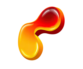 Abstract, stylized, two-toned, red-orange, liquid-like, organic shape