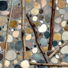 close up of a pile of old wooden buttons