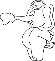 Elephant Firefighter Fire helmet Fire department Anial Vector Graphic Art Illutration