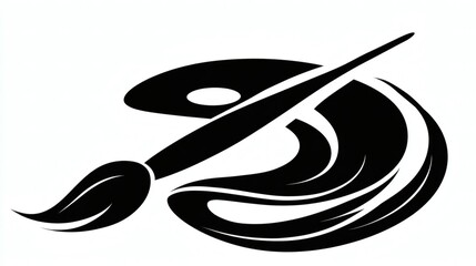 Simple black and white palette and brush