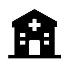 Obraz premium Vector art of hospital building icon, representing medical care