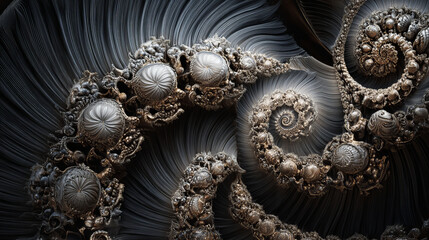 Obraz premium Abstract fractal patterns and shapes. Dynamic flowing natural forms. Flowers and spirals. Mysterious psychedelic relaxation pattern. 