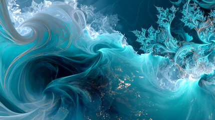 Beautiful abstract background. Abstract ocean- ART.  Marble texture. Fractal art. 3D Render.