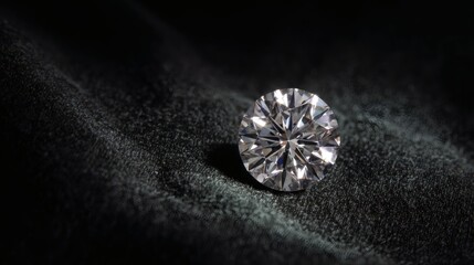 Sparkling round diamond on dark velvet
