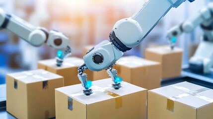 Robotic Arms Handling Boxes in a Warehouse Setting