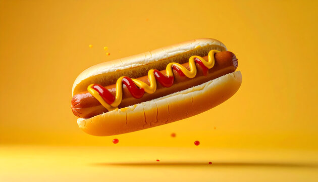 Delicious Hot Dog with Mustard and Ketchup.