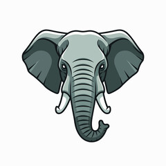 Majestic African Elephant Head Illustration with Tusks and Large Ears