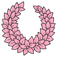 Pink floral wreath illustration, decorative element for design, isolated