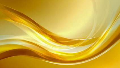 Fototapeta premium Abstract background vector, golden ribbon swirls on a yellow gradient.