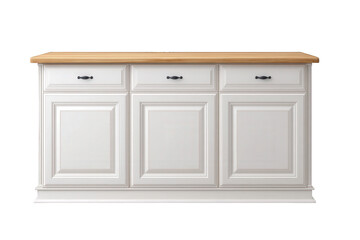 White classic cabinet sideboard isolated on transparent background