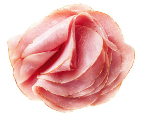 Sliced ham, arranged in a circular pattern
