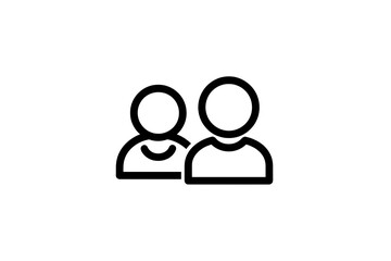 Simple Line Art Icon Representing a Group of Two People