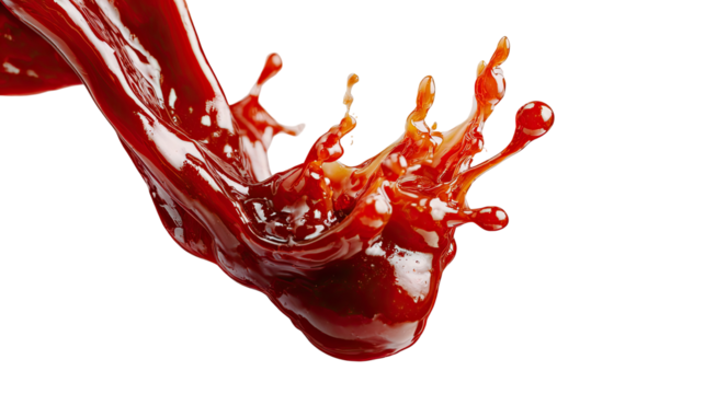 Red liquid splash in mid-air, close-up