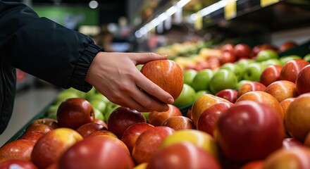 Choosing a Fresh Apple at the Grocery Store

