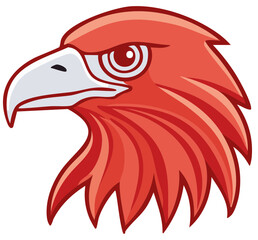 Obraz premium Illustration of a Red Hawk Head Profile in Vector Art Style