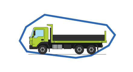 Illustration of a yellow flatbed truck, showcasing vehicle design for transport and logistics, isolated on white background