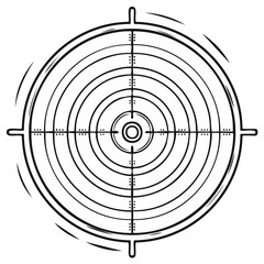Stylized Crosshair Rings Line Art with Target Reticle for Accuracy, Aiming and Focus