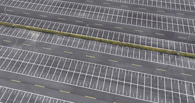 bird's-eye view of an empty open-air parking lot