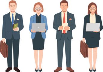 Businessman and Businesswoman Character Set Vector on white background