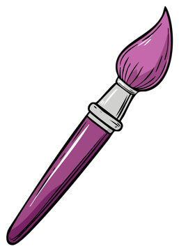 Vibrant Cartoon Style Purple Paintbrush for Artistic Painting and Creative Expression