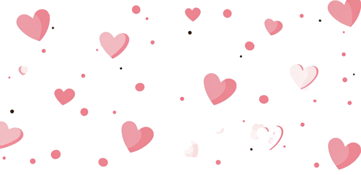 Pink hearts scattered on black background