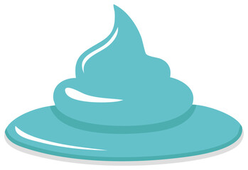 Stylized illustration of a light blue whipped cream swirl shape
