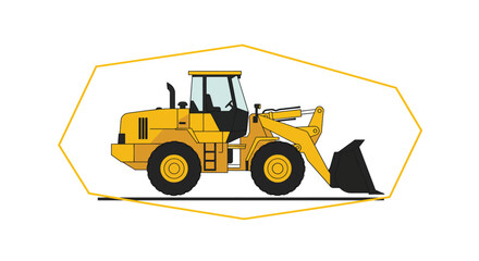 A yellow bulldozer isolated on white background, a powerful earthmoving machine used in construction and mining, showcasing its robust design and functionality