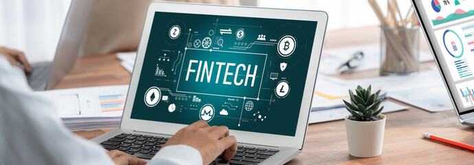 Fintech financial technology software for brisk business to analyze marketing strategy